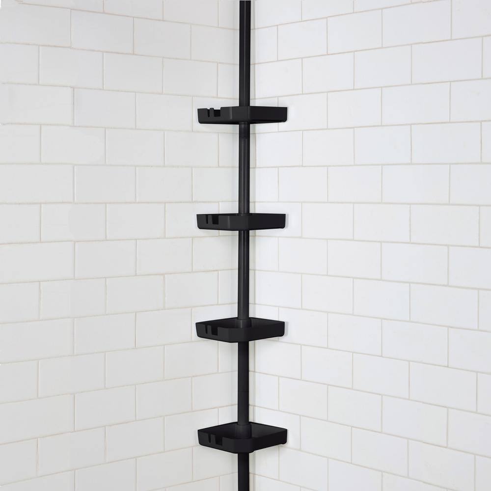 m MODA at home enterprises ltd. 4 Tier Tension Corner Shower Caddy Black 305912-BLK