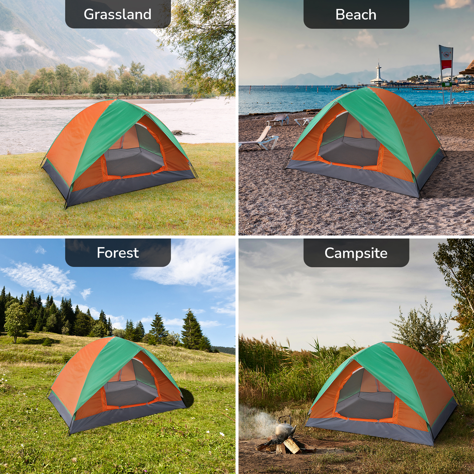 UBesGoo 2 Persons Camping Tent Automatic Pop up Tent Shelter Outdoor Multi-Color