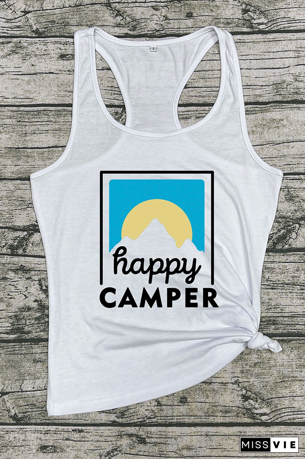 Happy Camper Printed Sleeveless Tank Top Wholesale