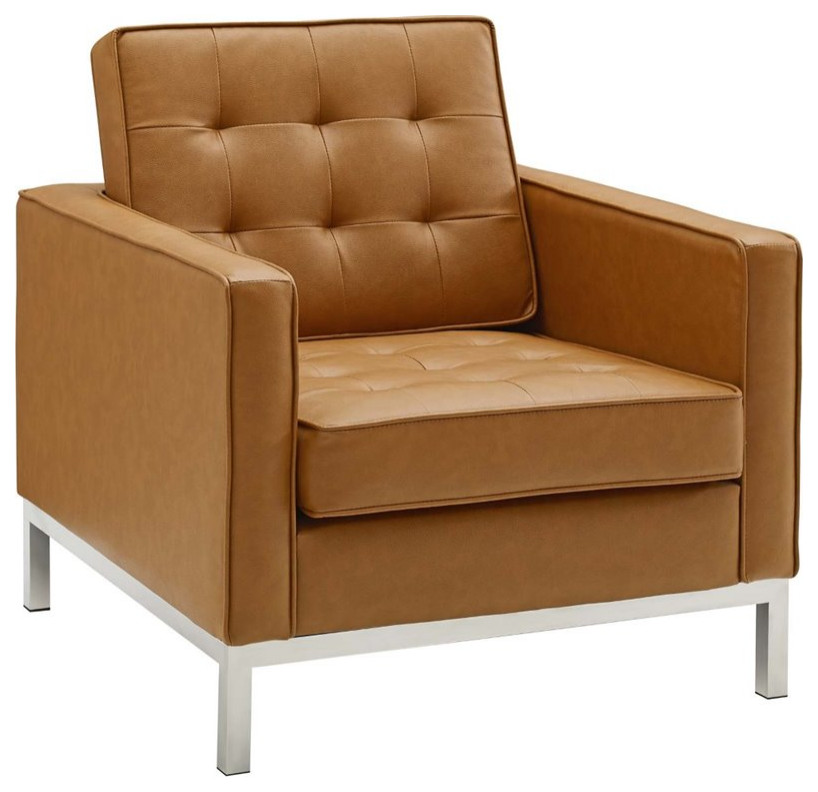 Modway Loft 2 Piece Modern Faux Leather Loveseat and Armchair Set in Tan   Contemporary   Living Room Furniture Sets   by Homesquare  Houzz