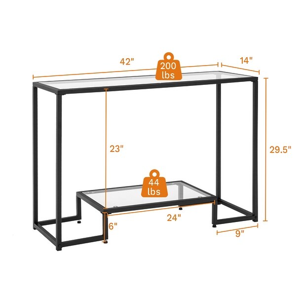 Entryway Console Sofa Side Table W/Tempered Glass for Entrance