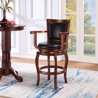 Boraam Jones 29 in.Cherry and Brown Swivel Barstool 52429