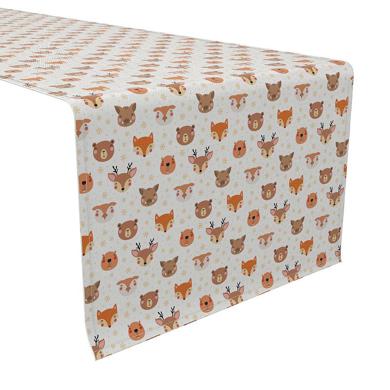 Table Runner， 100% Cotton， 16x108， Woodland Animal Faces