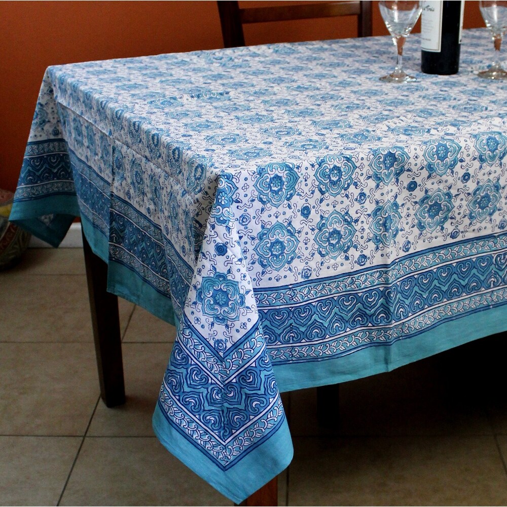 Cotton Pristine Floral Diamonds Tablecloth Rectangle