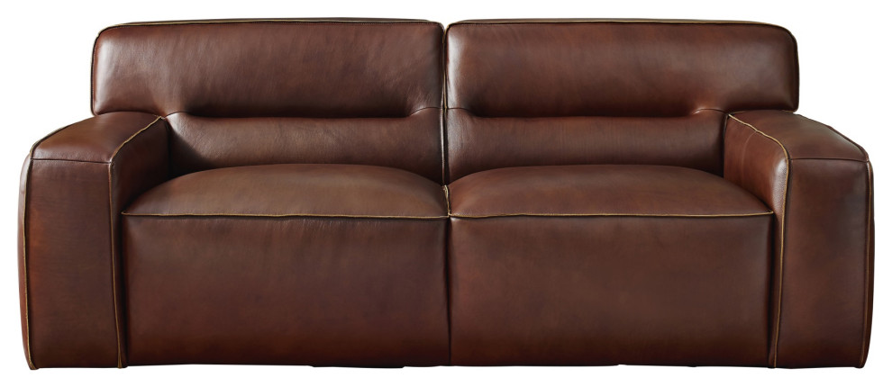 Sunset Trading Milan Leather Loveseat  Brown   Contemporary   Loveseats   by Homesquare  Houzz