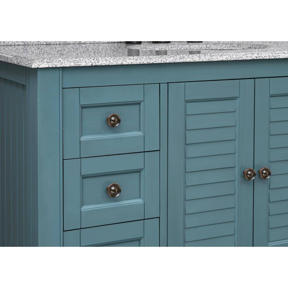 Home Decorators Collection Hamilton 43 in. W x 22 in. D x 35 in. H Open Shutter Bathroom Vanity in Sea Glass with Grey Granite Top 19084-VS43-SG