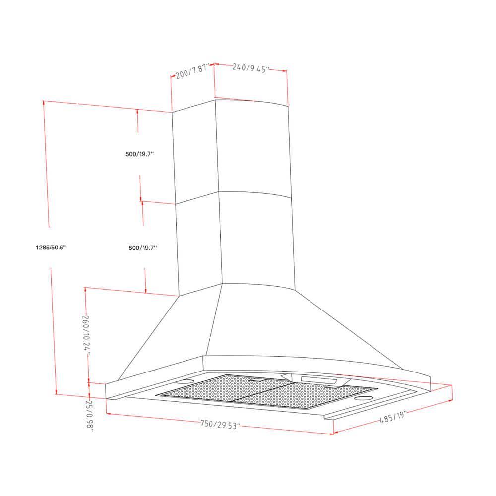 Forno Campobasso 30 in Convertible Wall Mount Range Hood in Stainless