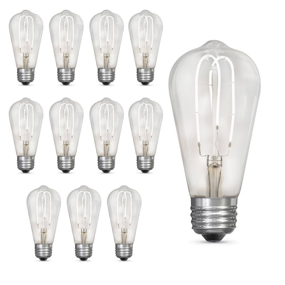 Feit Electric 40-Watt Equivalent ST19 DImmable M Shape Filament Clear Glass Vintage Edison LED Light Bulb Daylight (12-Pack) ST1940MCL950CAHDRP12