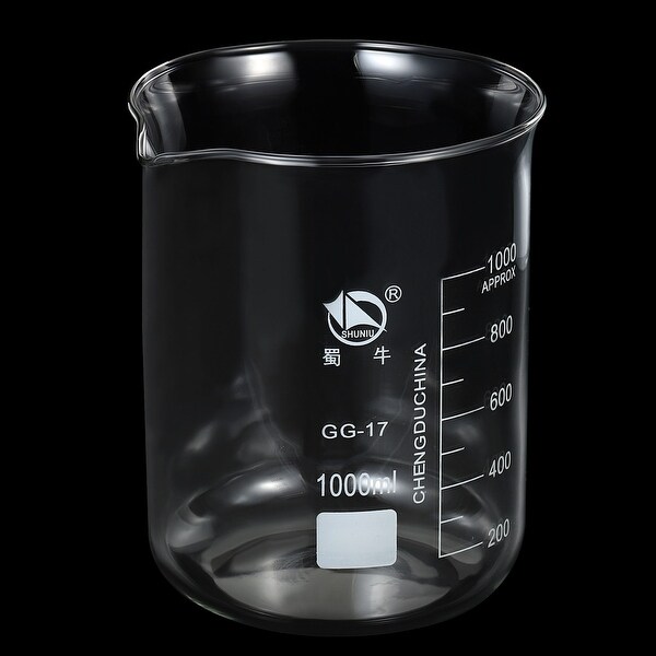 1000ml Low Form Glass Beaker， 3.3 Borosilicate Lab Measuring Cups - Clear