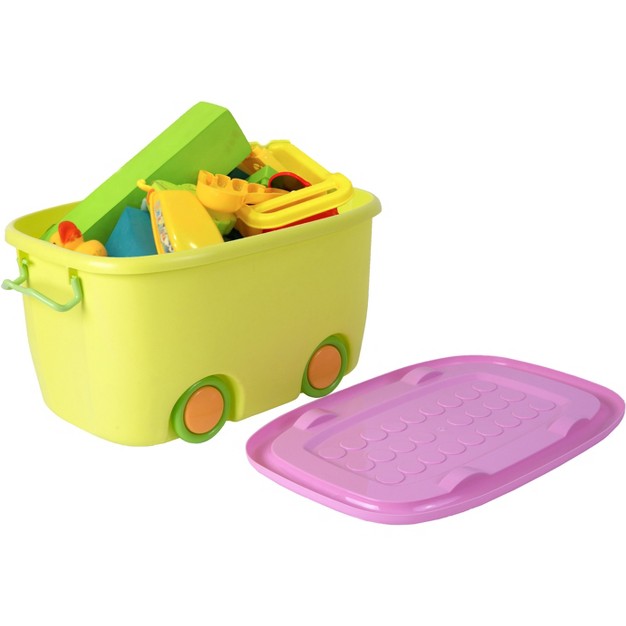 Basicwise Stackable Toy Storage Box With Wheels