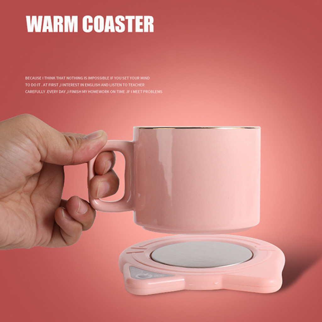 ZUARFY Cute Cat Coffee Mug Warmer Pad and Cups Electric Power Cup Warmer Heat Beverage Mug Mat Keep Warm Coffee Tea Electric pad