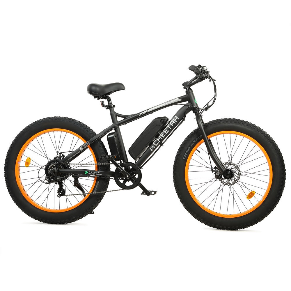 Ecotric Cheetah All Terrain Anti-Skid Fat Tire Beach Snow Electric Bike w/ 500W Brushless Motor For Long Lifespan, Dual Disk Brakes For Safety and Powerful Braking