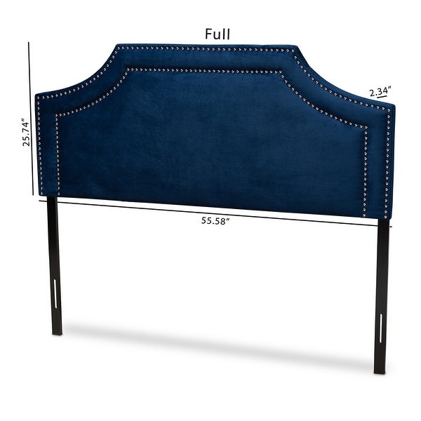 Avignon Modern and Contemporary Navy Blue Velvet Fabric Upholstered King Size Headboard - - 34862667