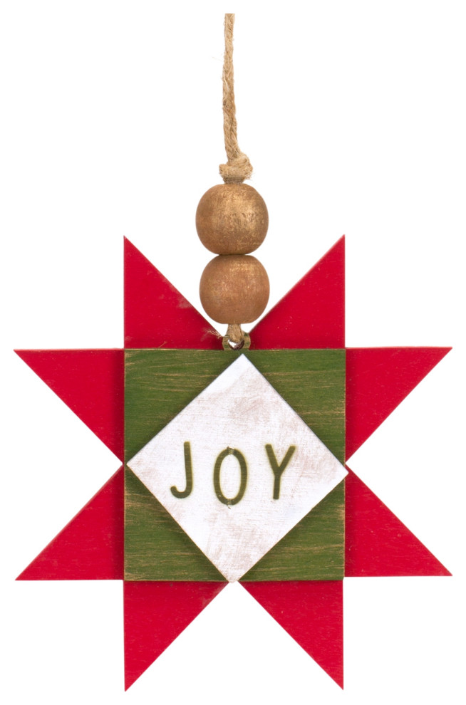 Joy And Peace Star Ornament (Set Of 12) 5.5 quotH Mdf   Transitional   Christmas Ornaments   by Kolibri Decor  Houzz