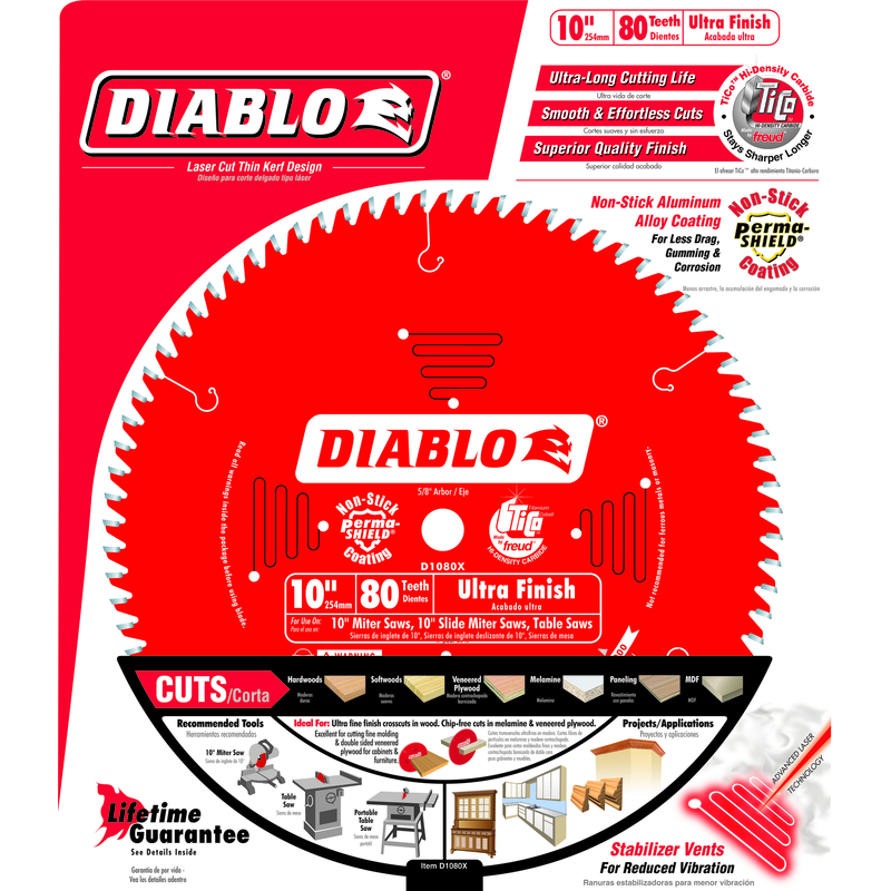 Diablo 10 in. D X 5/8 in. Carbide Circular Saw Blade 80 teeth 1 pk