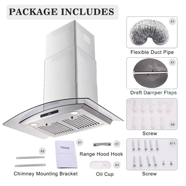 30 in. Ducted Wall Mounted Range Hood in Silver with 2 LED Lighting and Permanent Filters