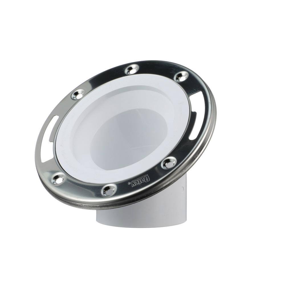 Oatey 3 in. PVC Open Spigot Toilet Flange with 45 Deg. Angle and Stainless Steel Ring 436652