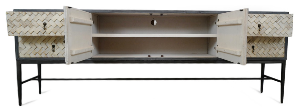 Long Narrow Braided Media Cabinet   Industrial   Media Cabinets   by Design Mix Furniture  Houzz