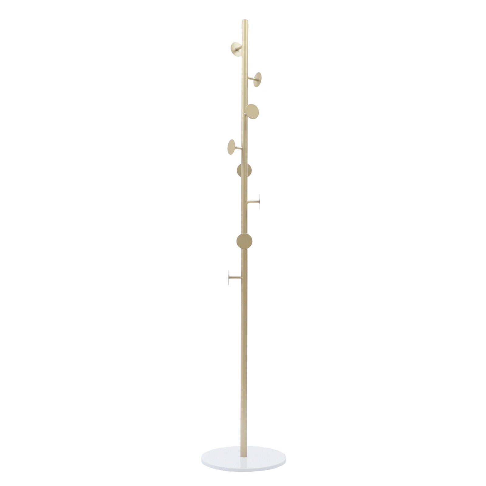 Miumaeov Golden Metal Coat Rack with 8 Hooks， Floor Stand Clothing Rack with Marble Base for Hat， Scarf， Coat， Coat Rack for Entryway Hallway， Living Room， Bedroom， Office