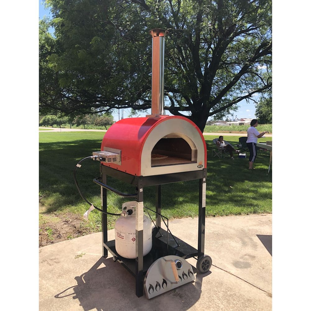 WPPO WKE-04WG-RED, 25 in. Multi-Fuel-Wood or Propane, Outdoor Pizza Oven Red, 71 in. W x 27 in. W x 30 in. D Burner included WKE-04WG-RED