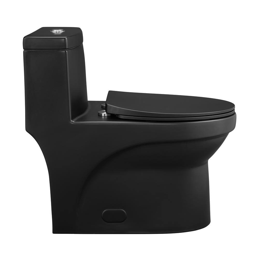 Swiss Madison Virage 1-piece 1.11.6 GPF Dual Flush Elongated Toilet in Matte Black Seat Included SM-1T118MB