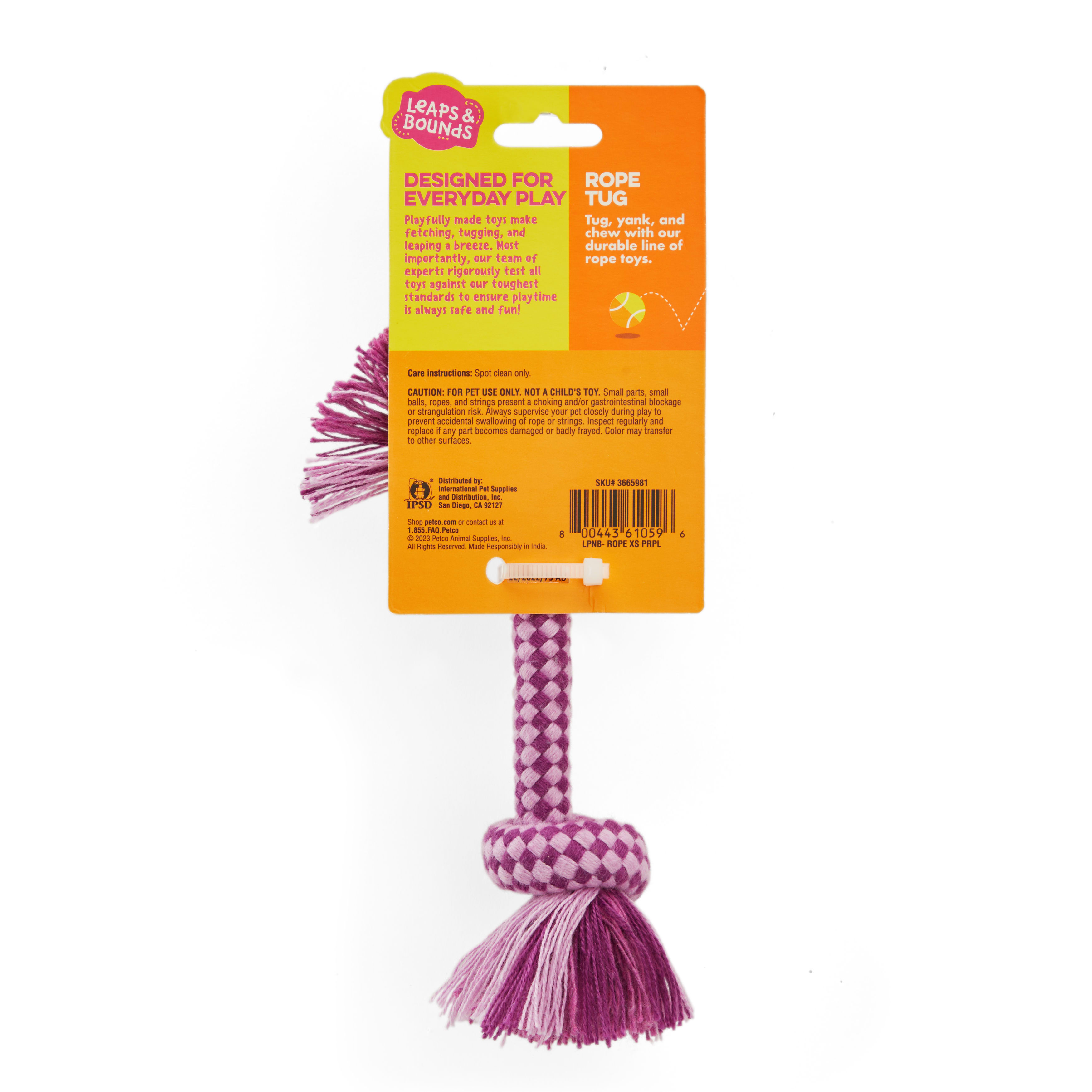 Leaps  Bounds Purple Rope Dog Toy， Small