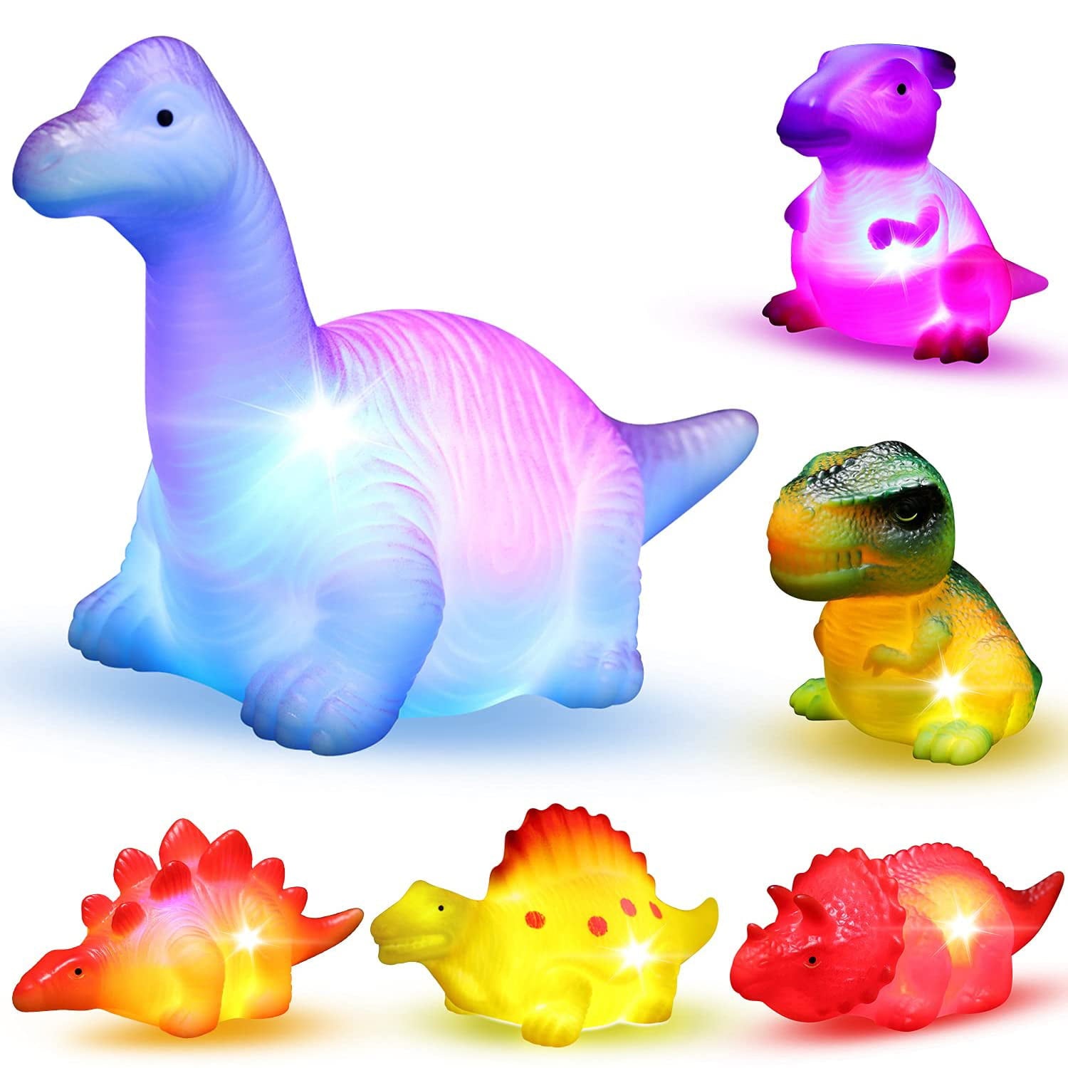 Bath Toys for Kids， Light up Dinosaur Baby Bath Toys， Bathtub Shower Pool for Toddler， Toys for Boys Girls 1 2 3 Years