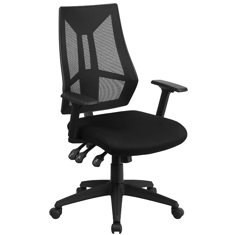 Emma and Oliver High Back Black Mesh Multifunction Ergonomic Task Office Chair with Arms