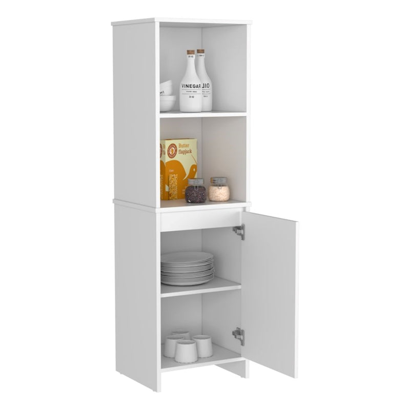 FM Furniture Danforth Modern Wood Pantry Cabinet for Kitchen Room in White