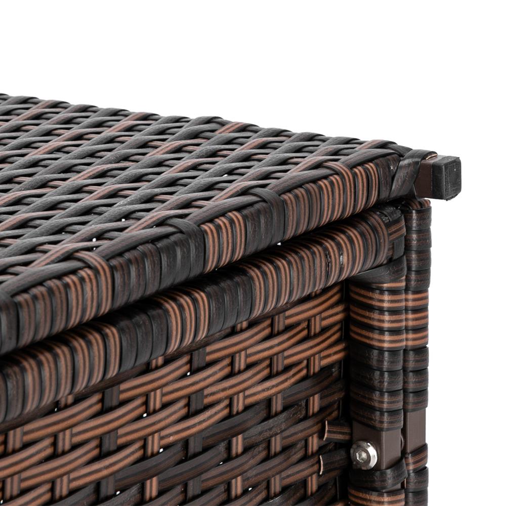 UBesGoo 135 Gallon Outdoor Patio Resin Wicker Deck Storage Box Brown