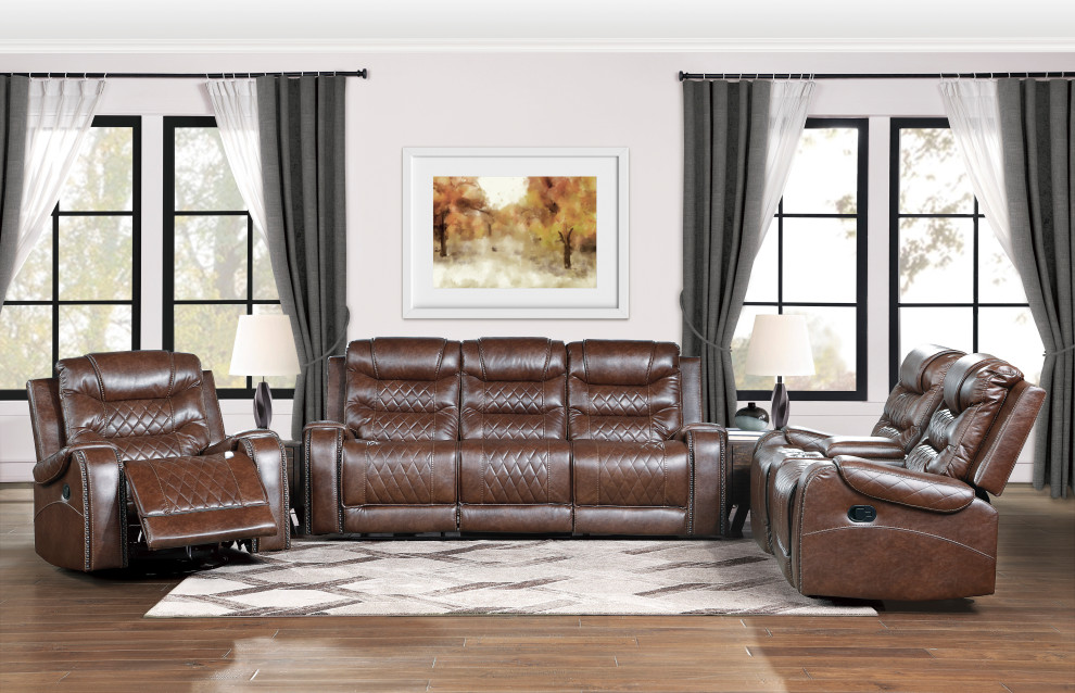 Greenway Manual Reclining Sofa Collection   Transitional   Recliner Chairs   by Lexicon Home  Houzz