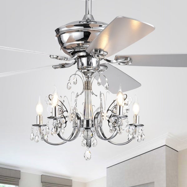 Silver Orchid Finlayson 52-inch 5-light Chrome Lighted Ceiling Fan with Reversible Blades Shopping - The Best Deals on Ceiling Fans | 30947878