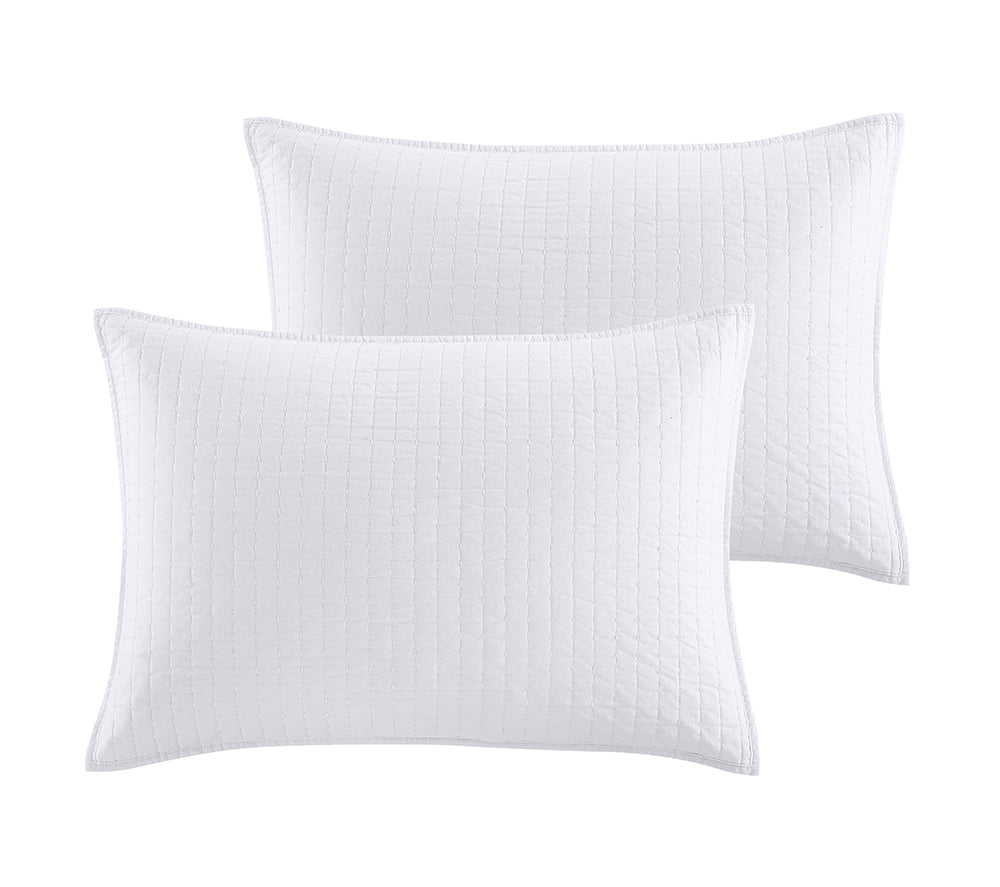 Better Homes and Gardens White Pick Stitch Cotton Pillow Shams， Standard (2 Count)