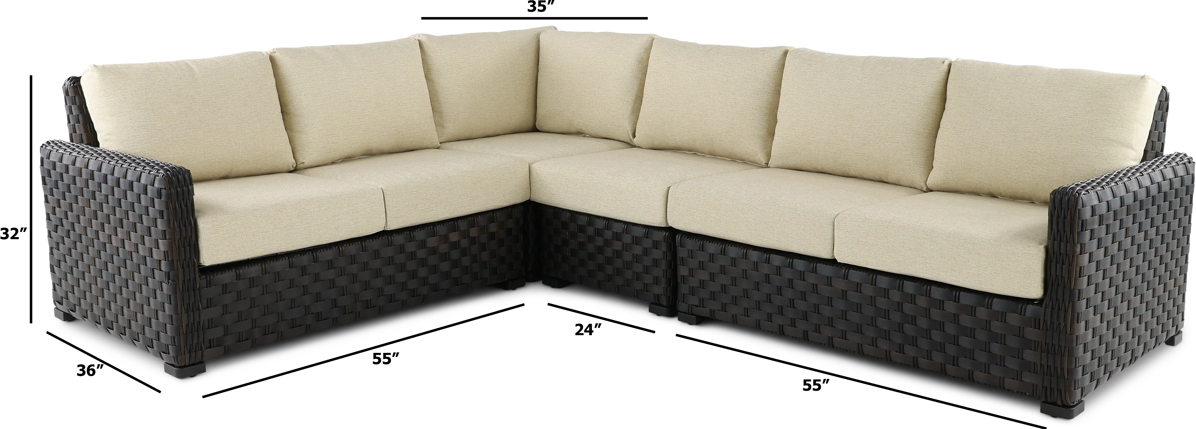 Sunset Woven Wicker 4 Piece Patio Sectional