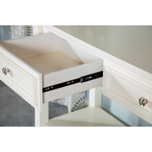 Gretchen White Square 1-drawer End Table with Lower Shelf