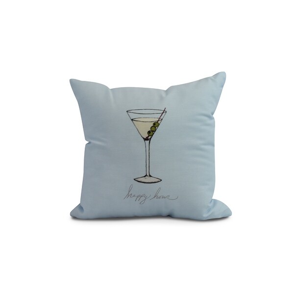 20 x 20 Inch Martini Glass Happy Hour Geometric Print Outdoor Pillow