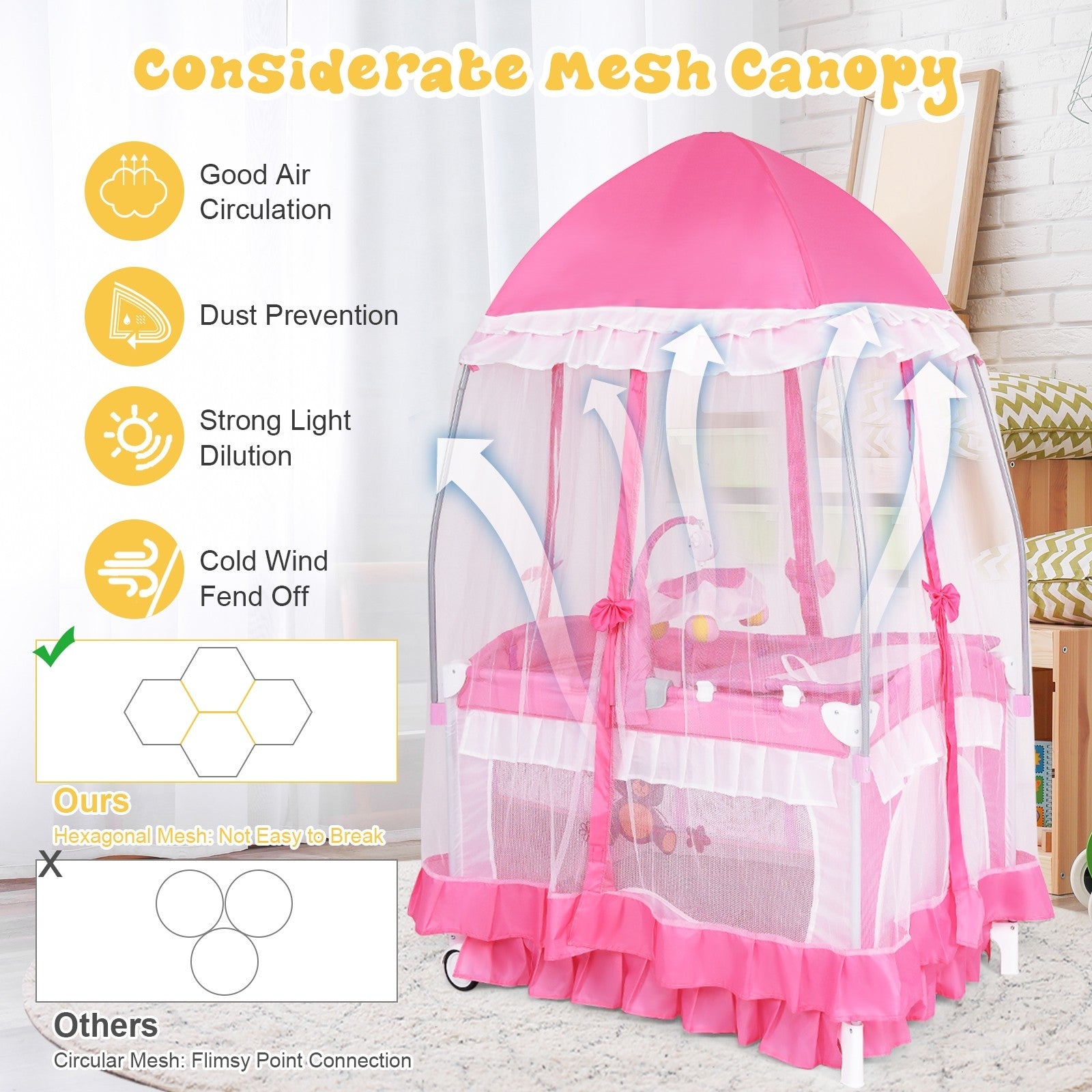 Nursery Center, 4 in 1 Pack 'n Play with Bassinet, Changing Table