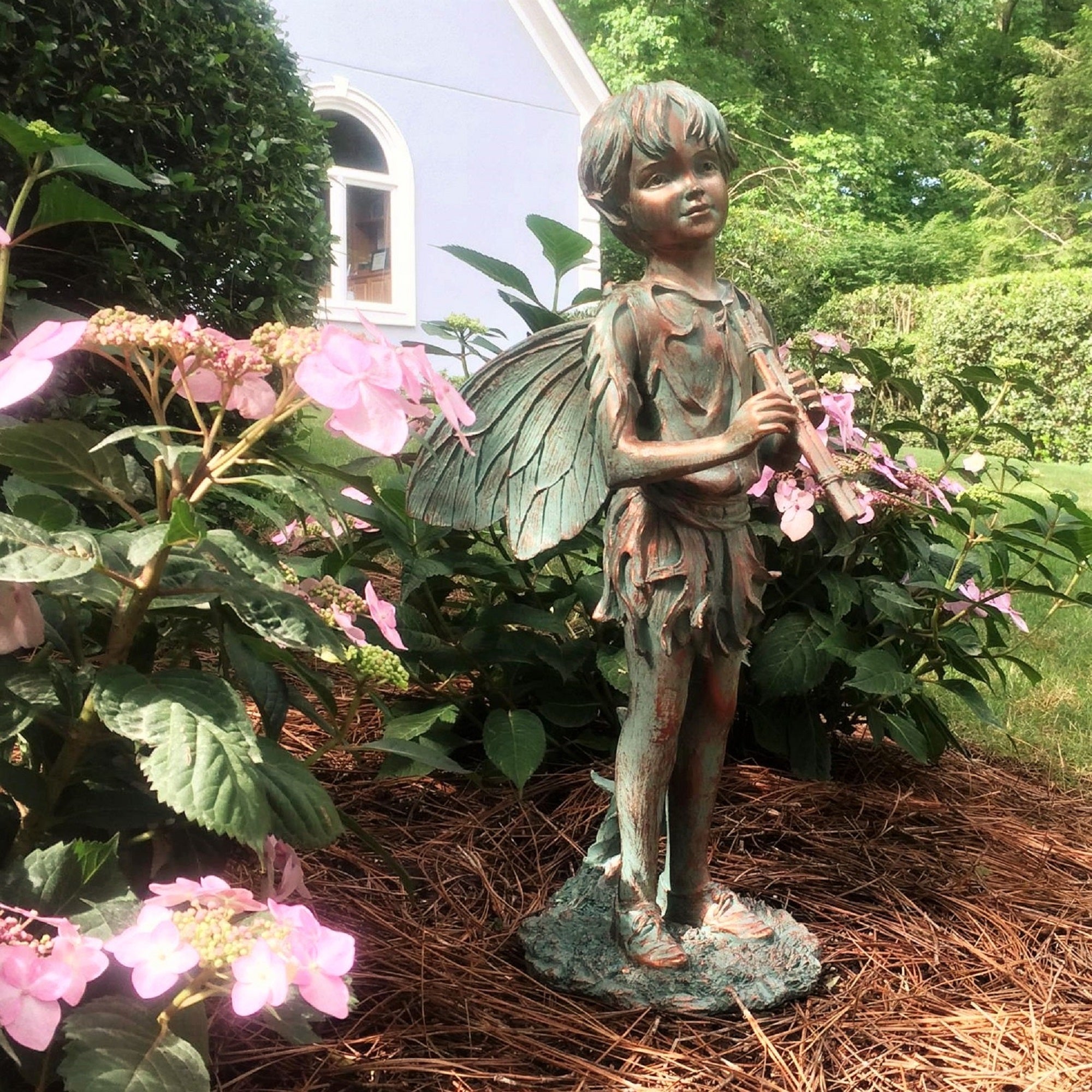 Homestyles 22"H Peter Boy Fairy in Bronze Patina Home Patio & Garden Extra Large Statue