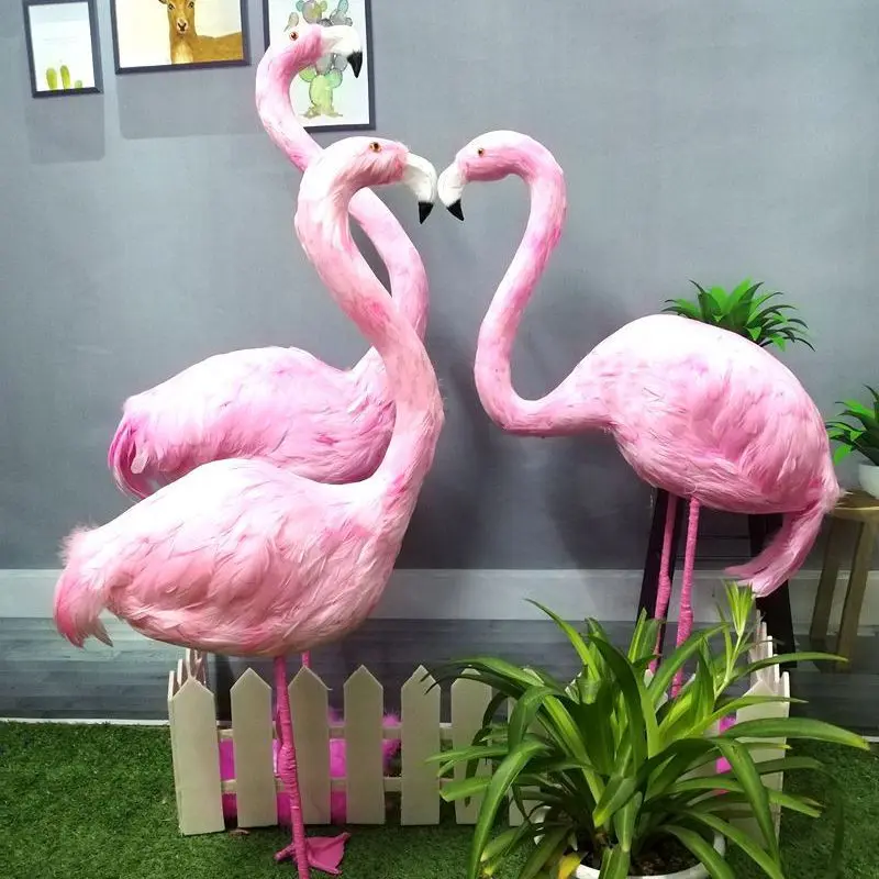 Large Wedding Decoration Feathers Flamingo Realistic Bird Model Wedding Party Supplies Forest Animal Flamingo