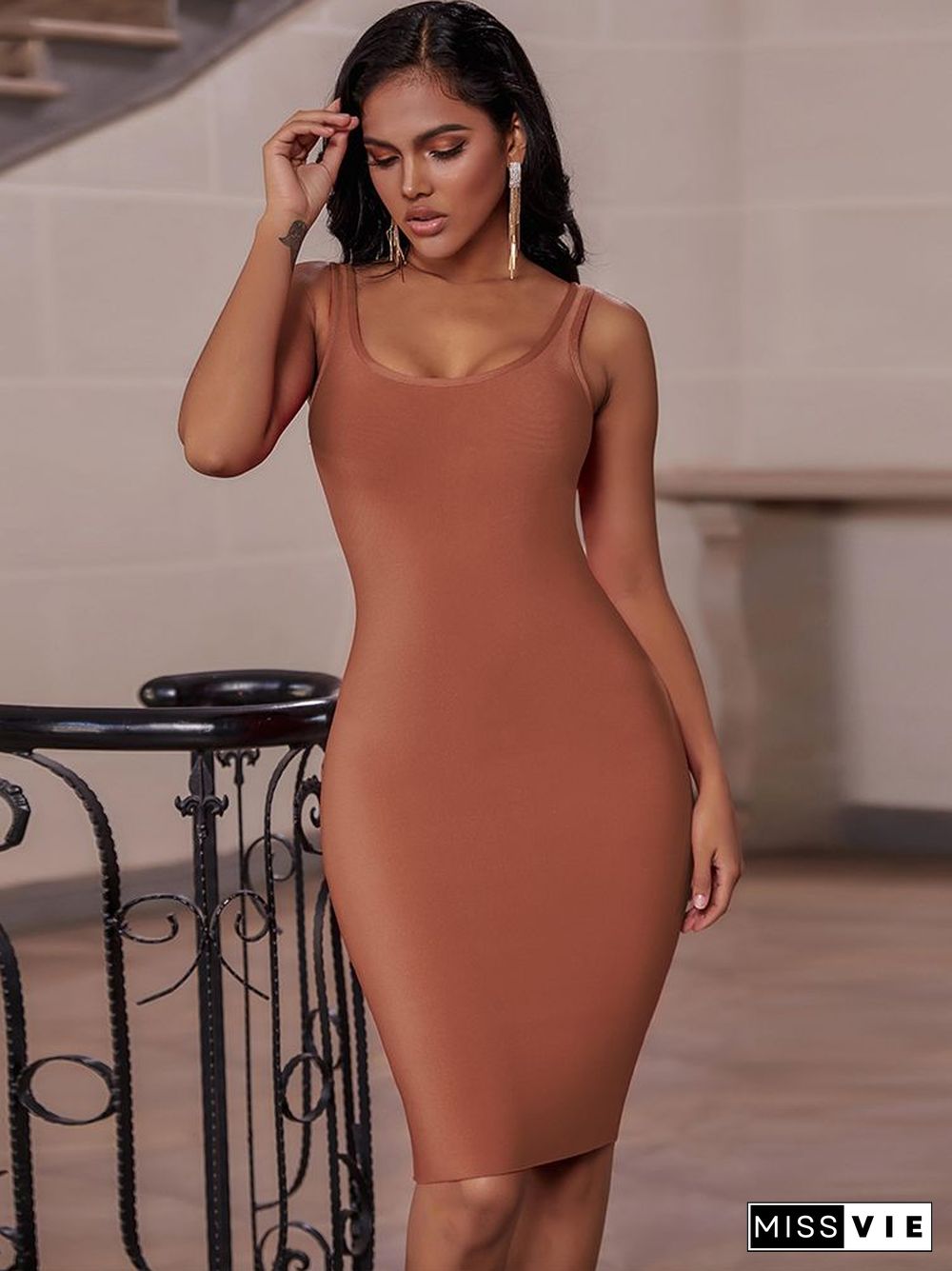 Bandage Dress Red Summer Women's Midi Dress Bodycon Elegant Sexy High Quality Yellow Pink White Evening Party Dress Club