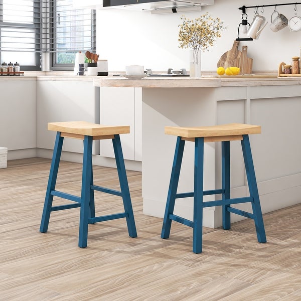 Walnut Solid Wood Counter Height Kitchen Dining Stools， Set of 2