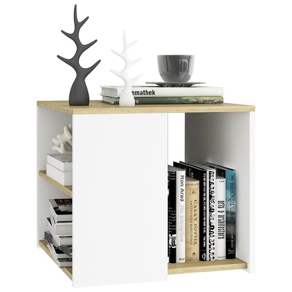 vidaXL Side Table Sonoma Oak and White 20