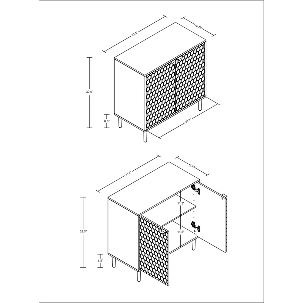 GZMR Hexagonal Pattern 2 door Storage Cabinet Buffet Cabinet Sideboard