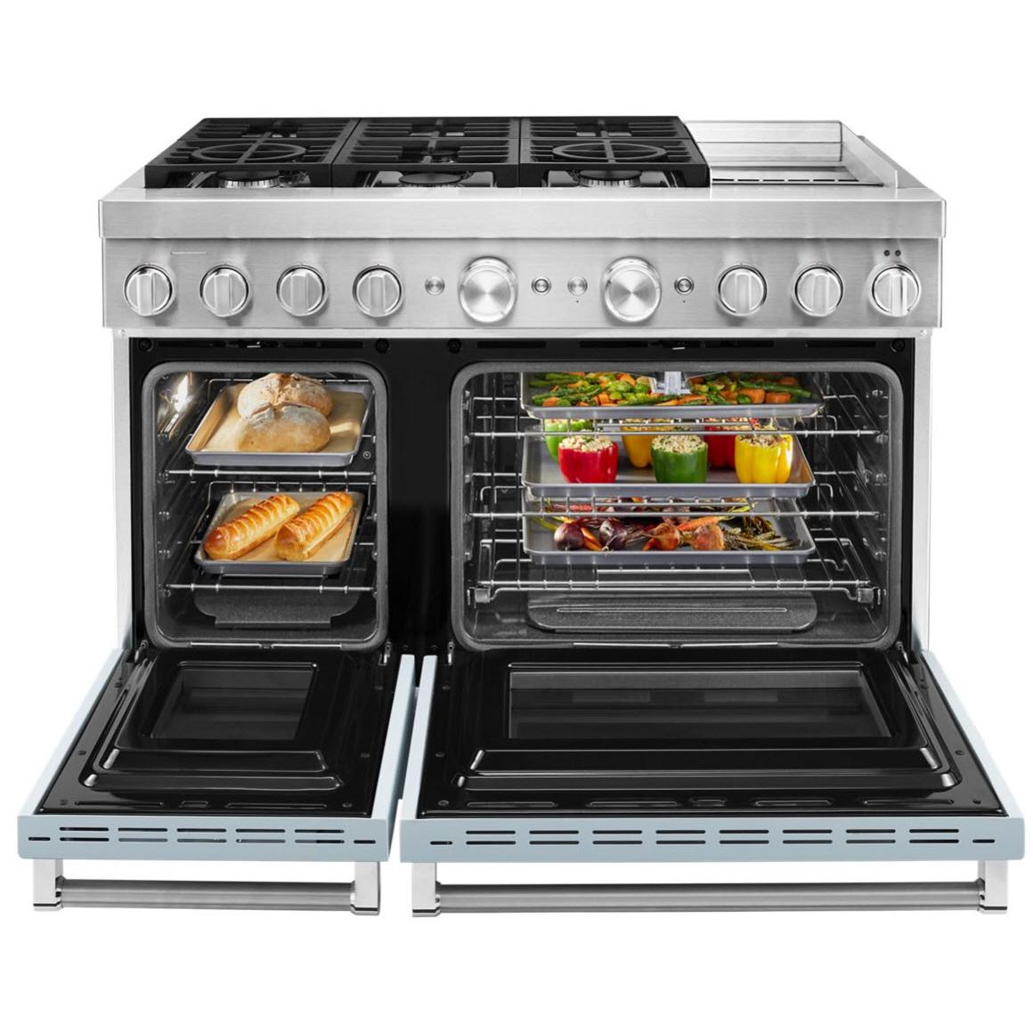 KitchenAid 48-inch Freestanding Dual Fuel Range with Even-Heat? True Convection KFDC558JMB