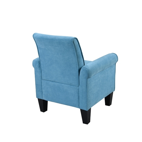 High Quality Fabric Accent Chairs， Sleek Lounge Chairs Comfy Sofa Chair， PU Leather Flared Armchair for Livingroom， Light Blue