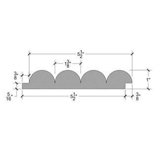 Timeline Timeline Wood 1 in x 5.5 in x 72 in. 11.00 sq ft. Fluted Unfinished Oak Round Slat Wood Wall Panels (4-Pk) 00983