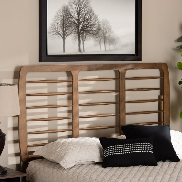 Carolyn Mid-Century Ash Walnut Finished Wood Headboard - - 32854433