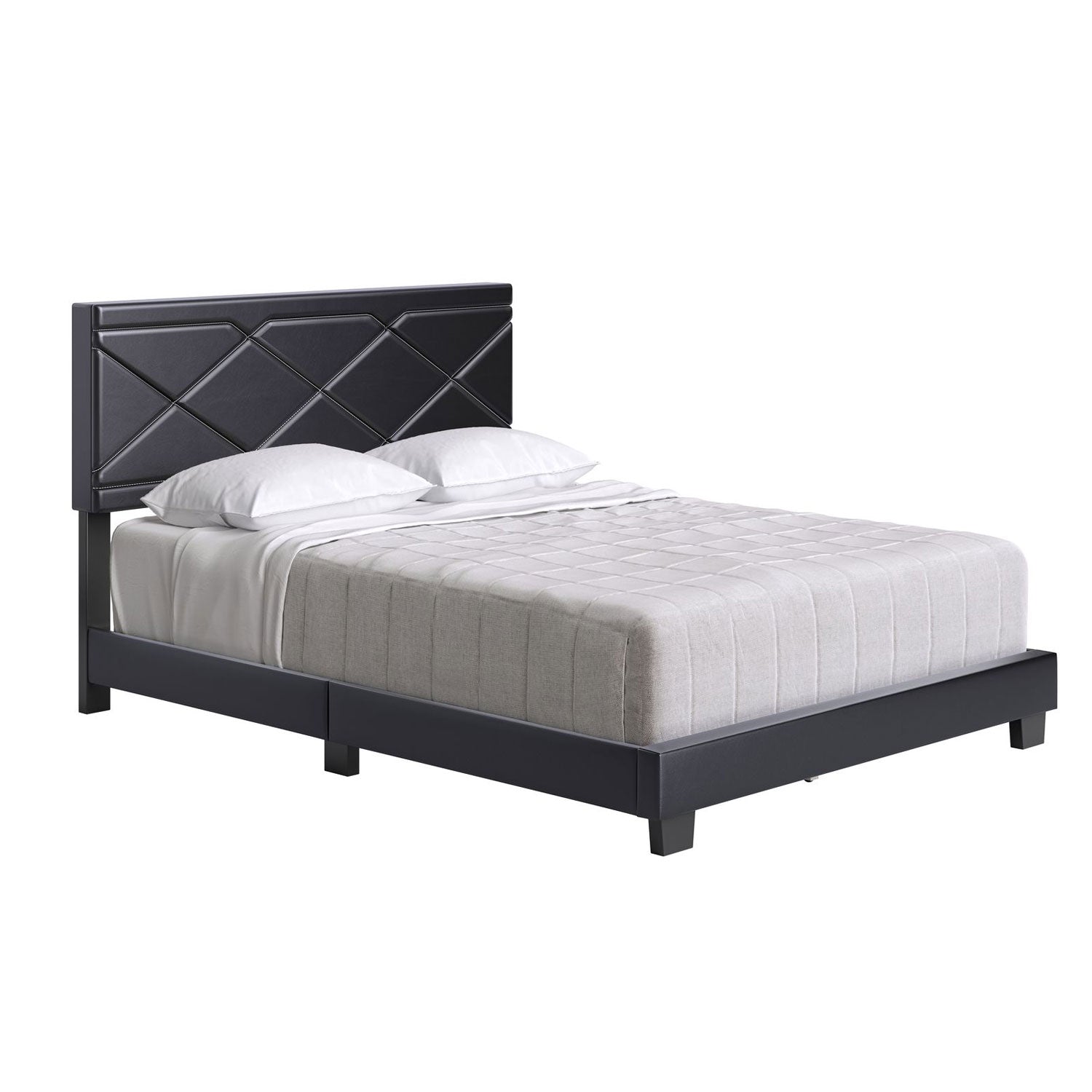 Boyd Sleep Antwerp Faux Leather King Platform Bed Frame and Headboard, Black