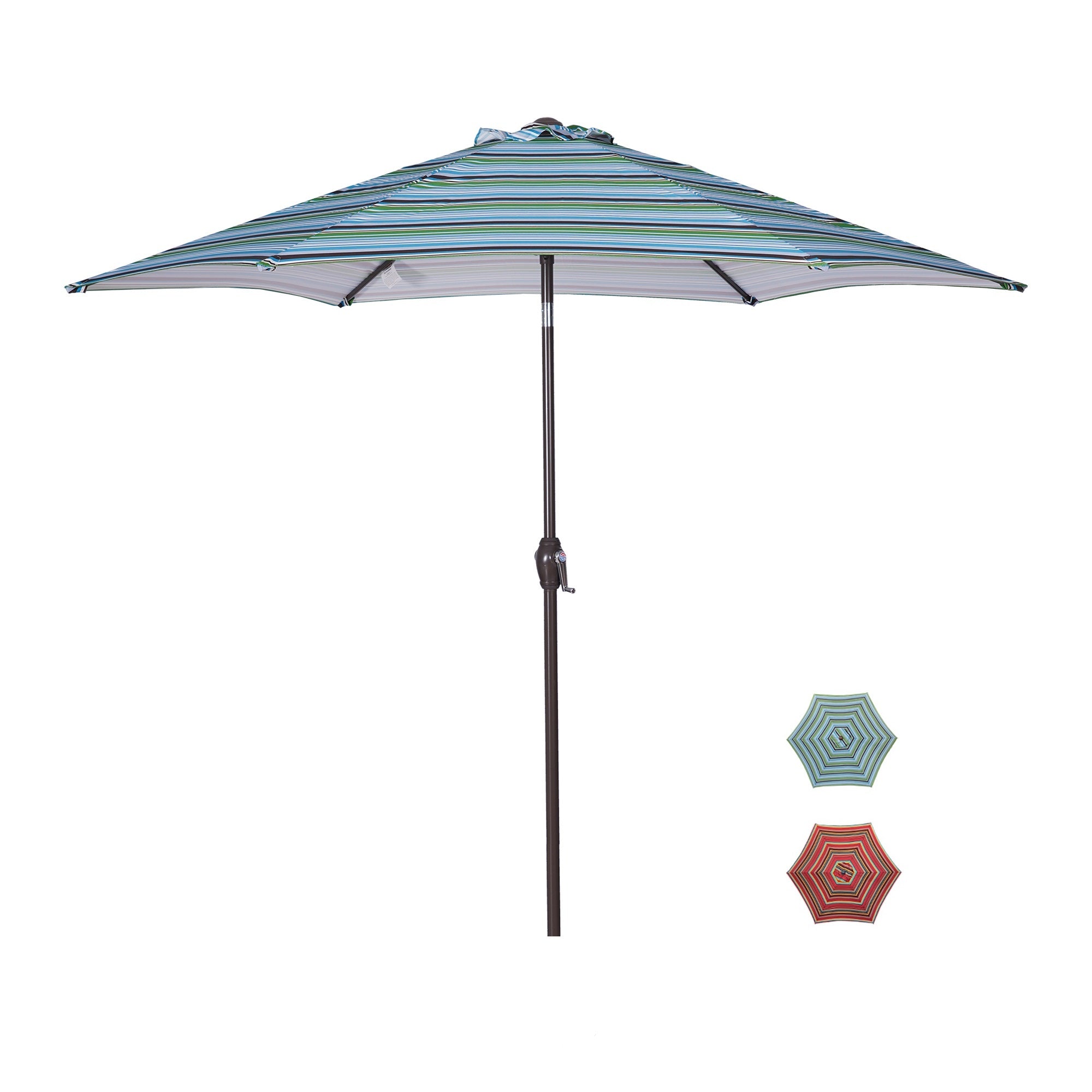 ametoys Outdoor Patio 9-Feet Market Table Umbrella with Push Button Tilt and Crank, Blue Stripes[Umbrella Base is not Included]