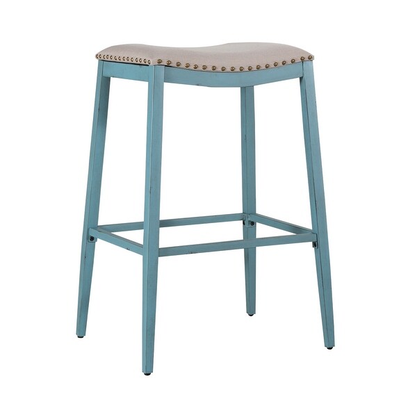 Vintage Series Distressed Metal Backless Upholstered Barstool - (Set of 2)